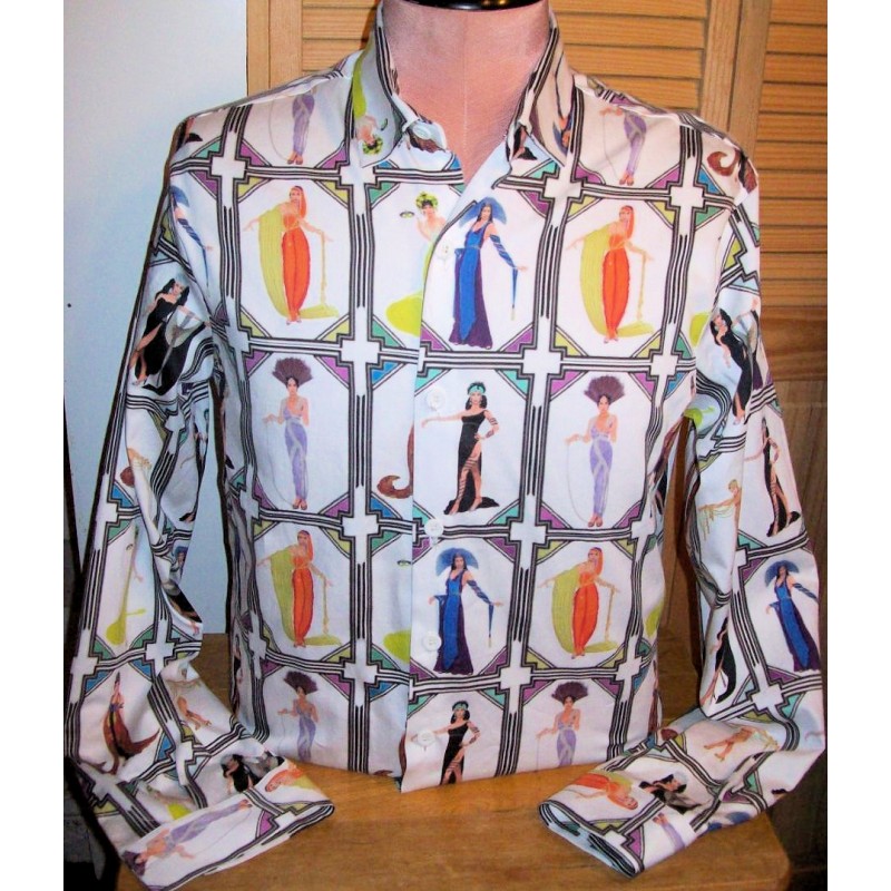 Men's Cher button front shirt Cherte' print